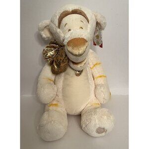 Disney Winnie The Pooh Stuffed Tigger Christmas Gold Bowtie Collectible W/ Tags
